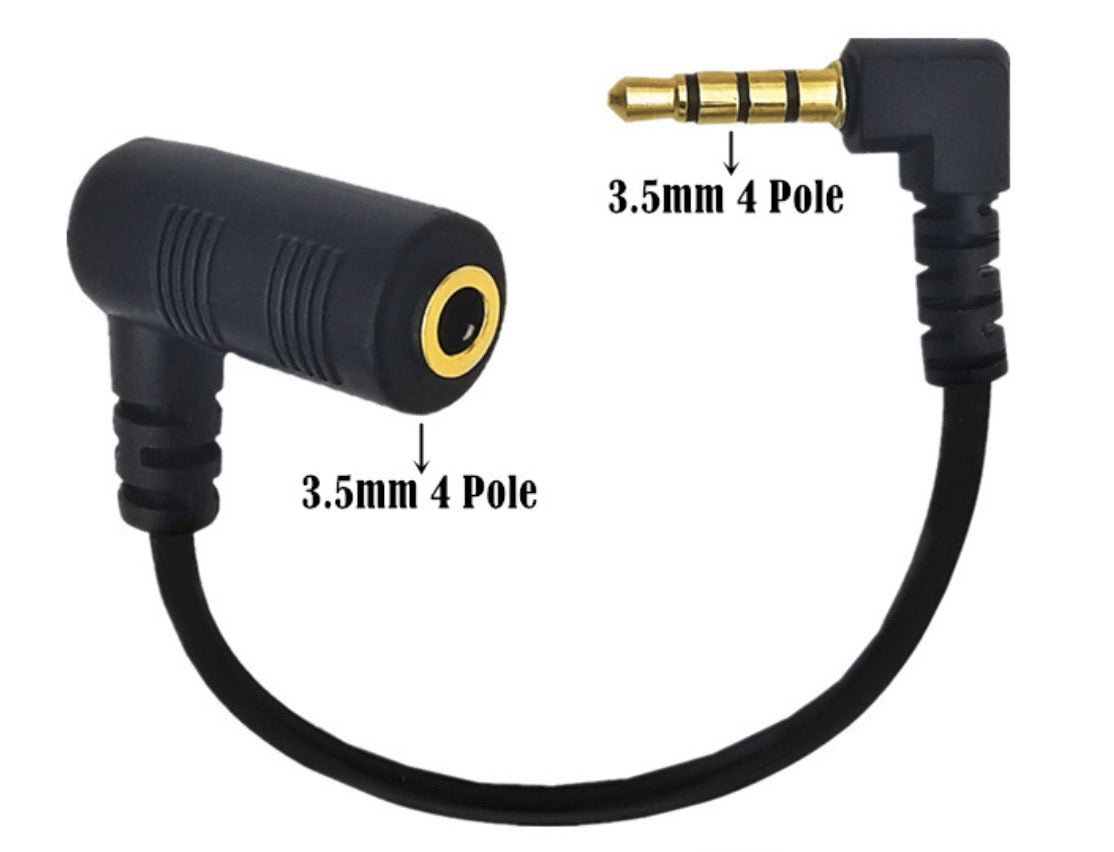 3.5mm 4 Pole TRRS Male to Female Audio Stereo Angled Cable