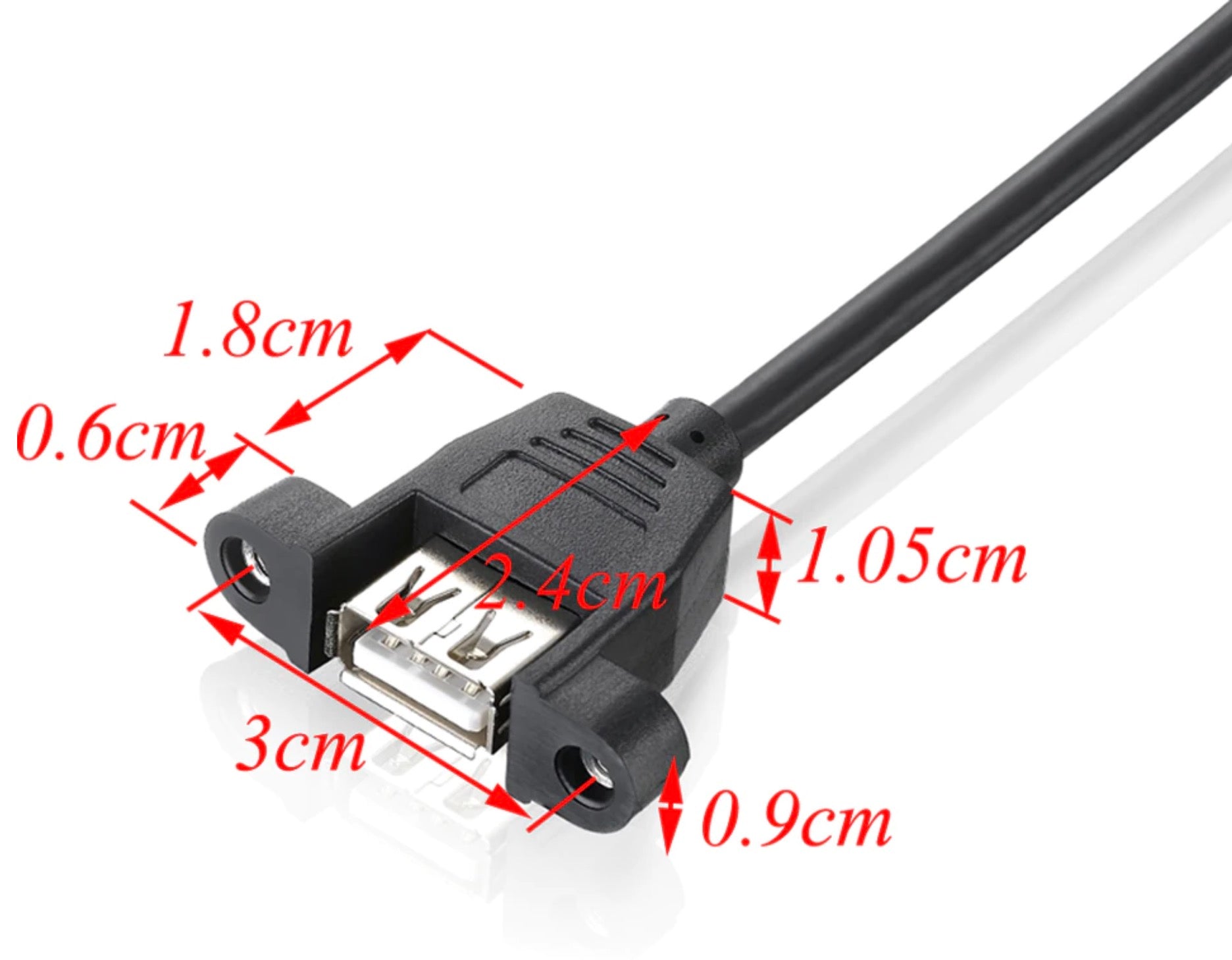 USB 2.0 Type A Male to Female Panel Mount Extension Cable 1m