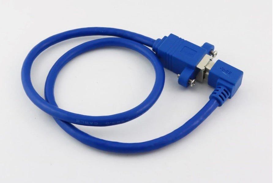 USB 3.0 Type B Angled Male to Female Printer Extension Cable with Panel Mount 50cm