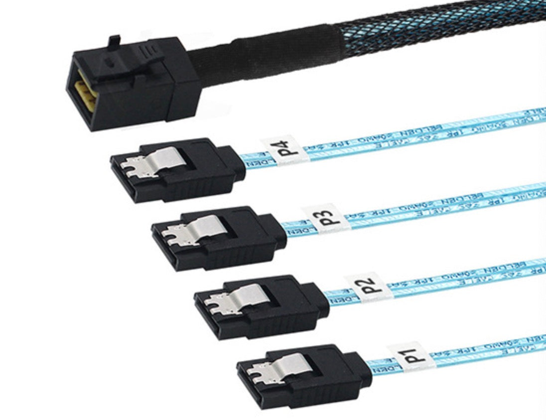 Mini SAS SFF-8643 to 4 x SATA 7-pin Forward Breakout Cable For RAID Card Controller