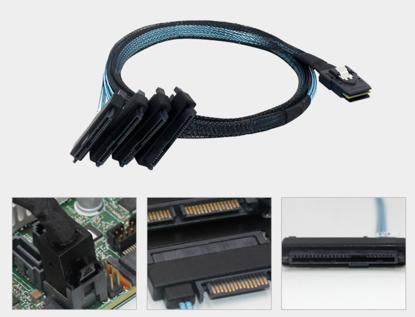 Internal Mini SAS 36Pin SFF-8087 to 4 x 29Pin SFF-8482 SATA Power Cable