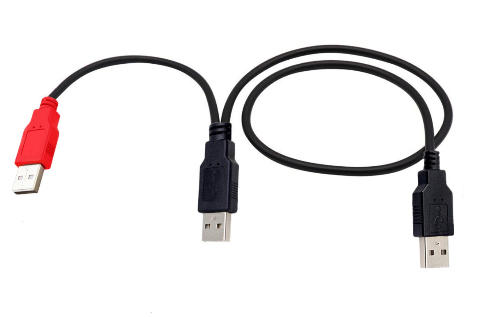 USB 2.0 A Male to Dual USB 2.0 A Male Y Splitter Cable with Extra Power Connector 0.8m