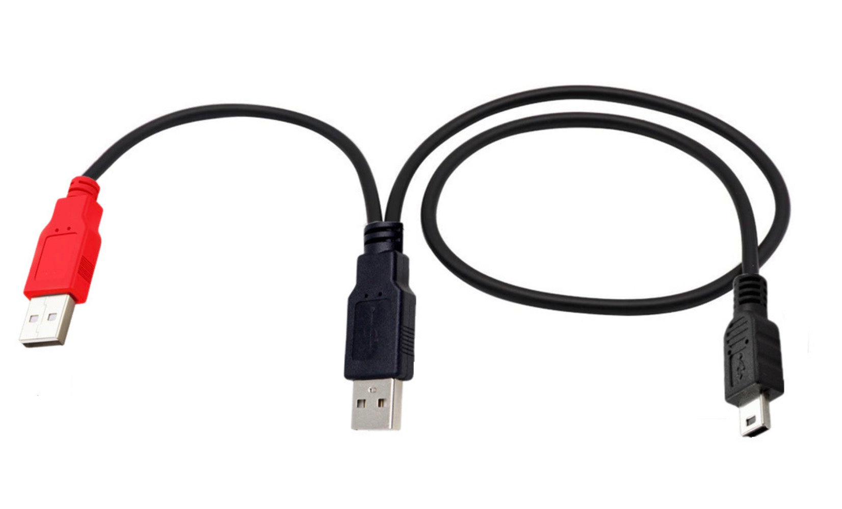 Mini B USB 2.0 Male to Dual USB 2.0 A Male Y Splitter Cable 0.8m