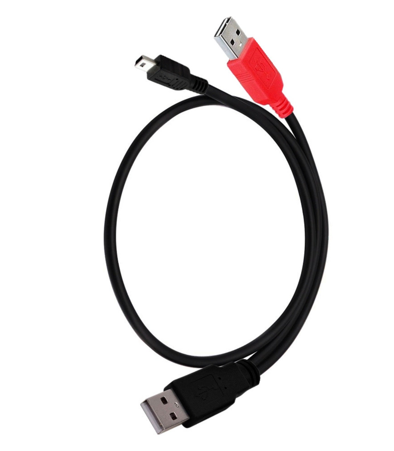 Mini B USB 2.0 Male to Dual USB 2.0 A Male Y Splitter Cable 0.8m