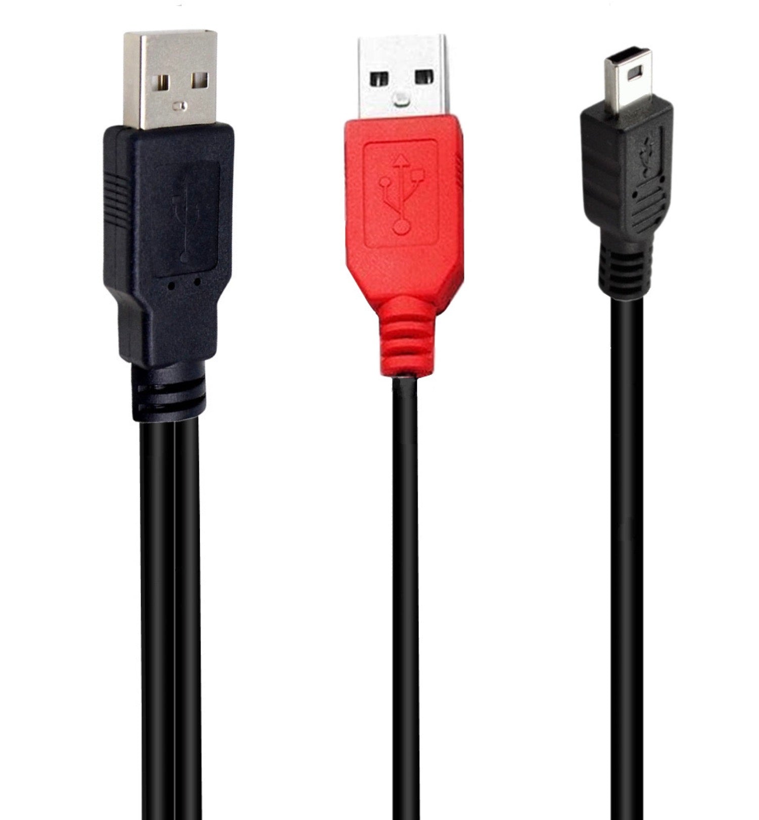 Mini B USB 2.0 Male to Dual USB 2.0 A Male Y Splitter Cable 0.8m