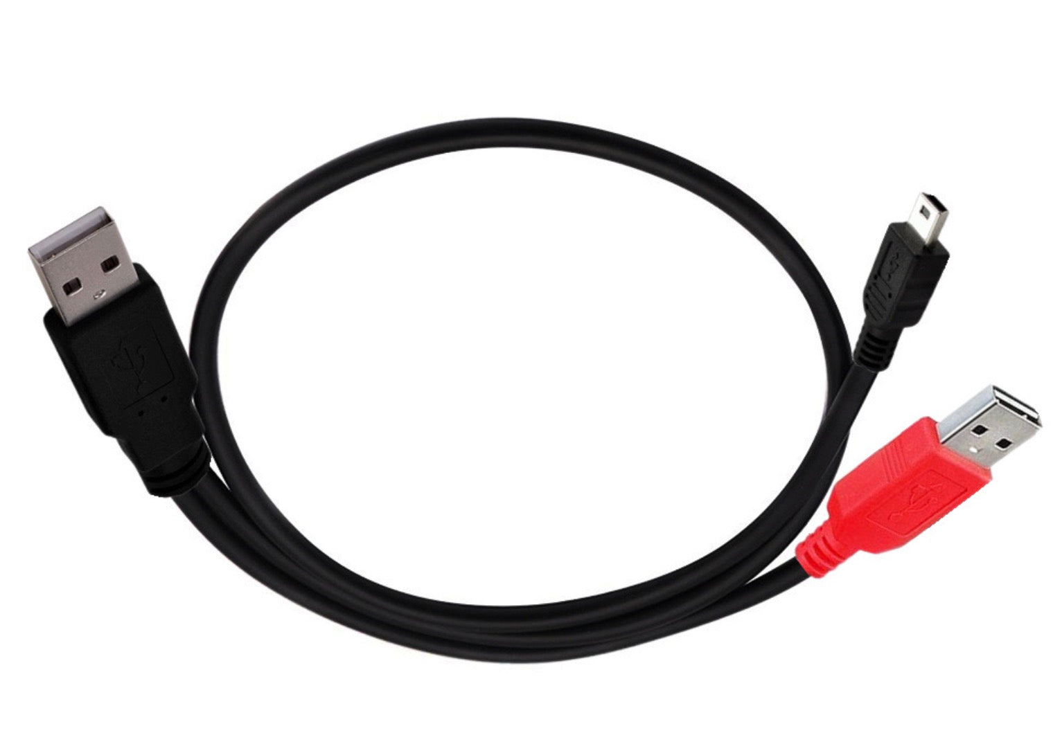 Mini B USB 2.0 Male to Dual USB 2.0 A Male Y Splitter Cable 0.8m