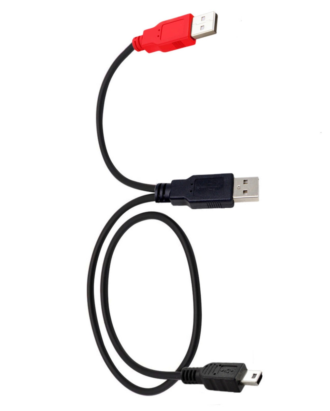 Mini B USB 2.0 Male to Dual USB 2.0 A Male Y Splitter Cable 0.8m
