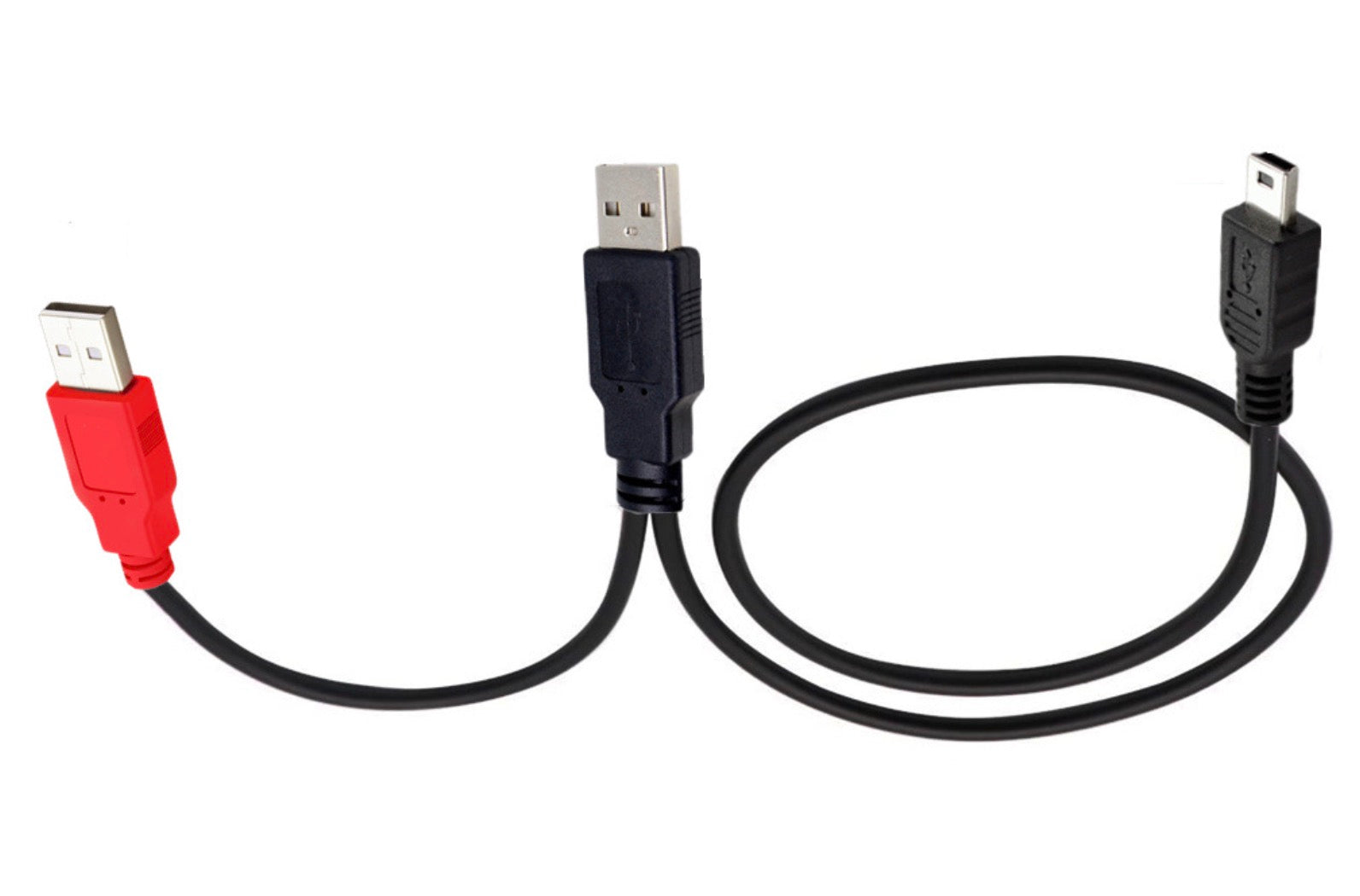 Mini B USB 2.0 Male to Dual USB 2.0 A Male Y Splitter Cable 0.8m