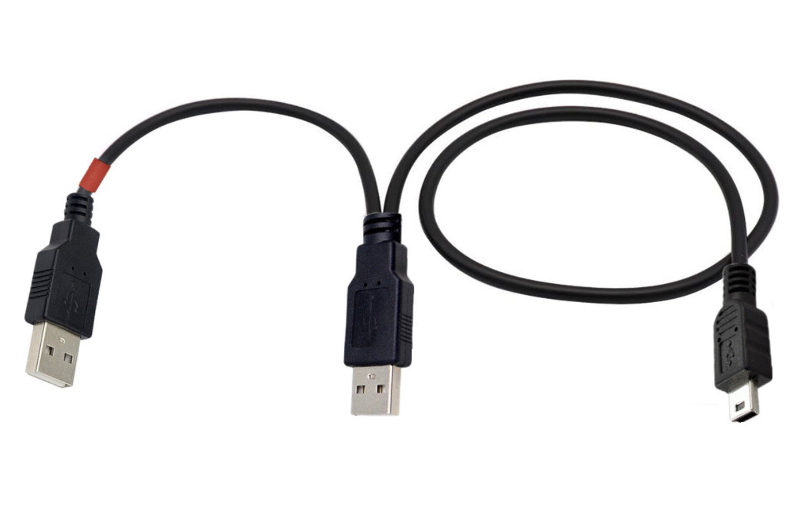 Mini B USB 2.0 Male to Dual USB 2.0 A Male Y Splitter Cable 0.8m
