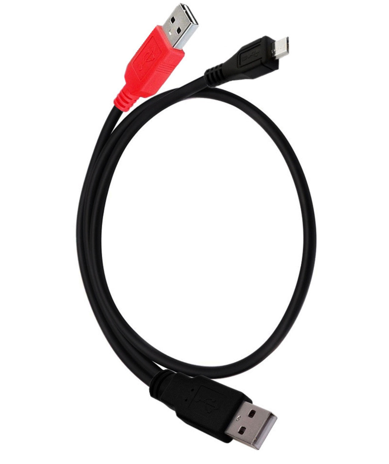 Micro B Male to Dual USB 2.0 A Male Y Splitter Cable For External Hard Drive 0.8m