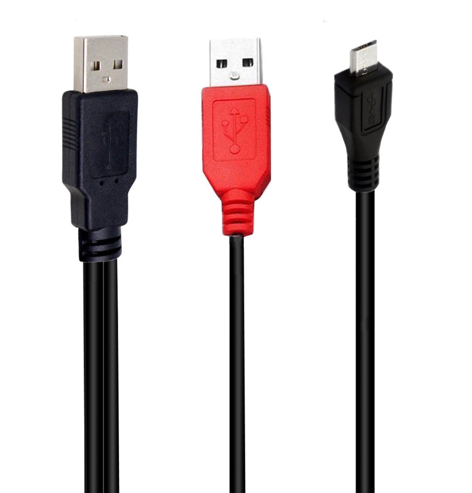 Micro B Male to Dual USB 2.0 A Male Y Splitter Cable For External Hard Drive 0.8m