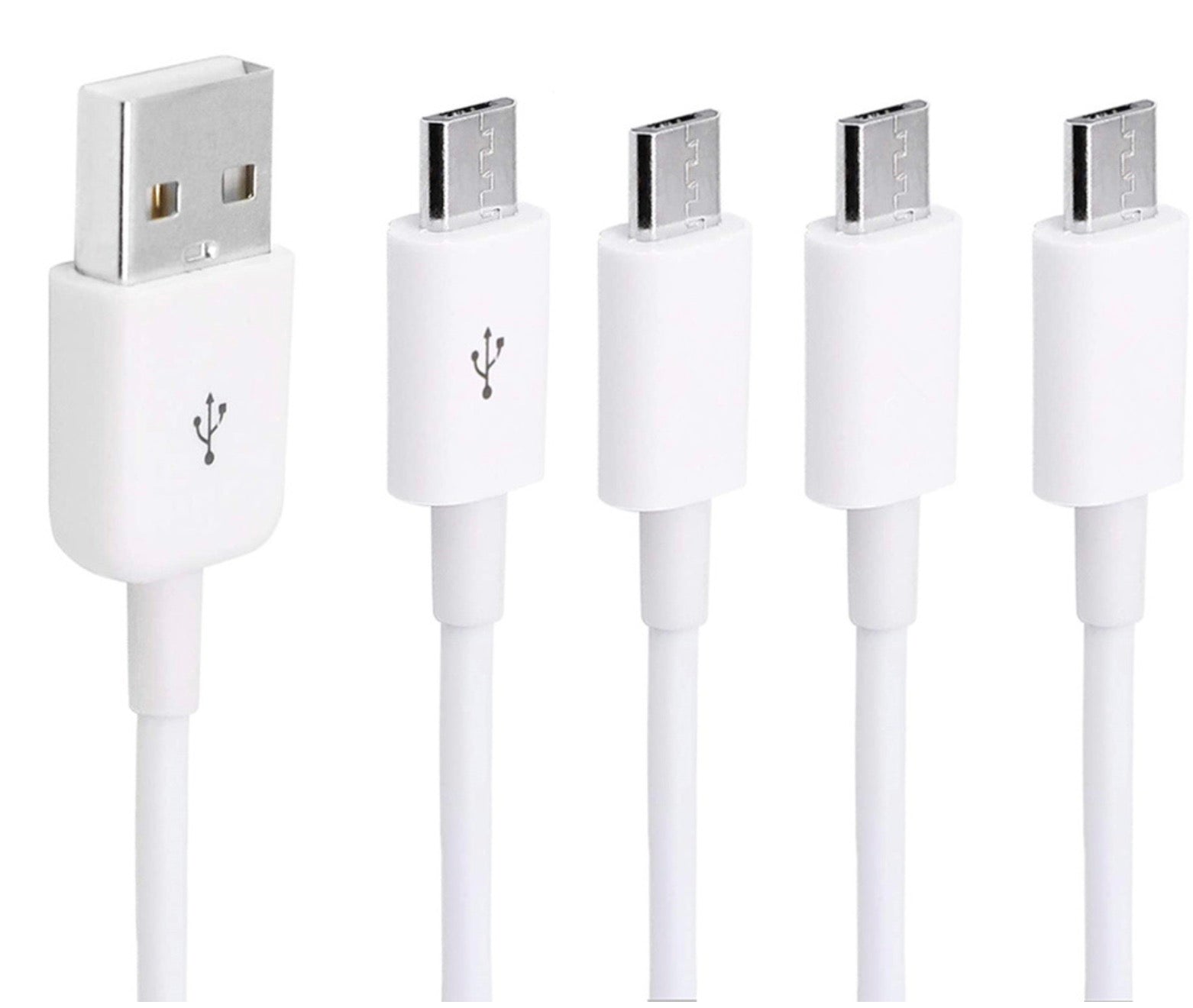 USB-A 2.0 Male to 4 x USB Micro 5 Pin Male Splitter Charging Data Cable White