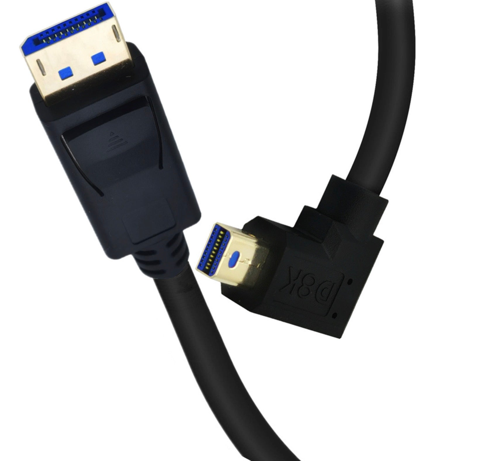 DisplayPort 1.4 8K Male to Mini DisplayPort Angled Male Cable 0.3m