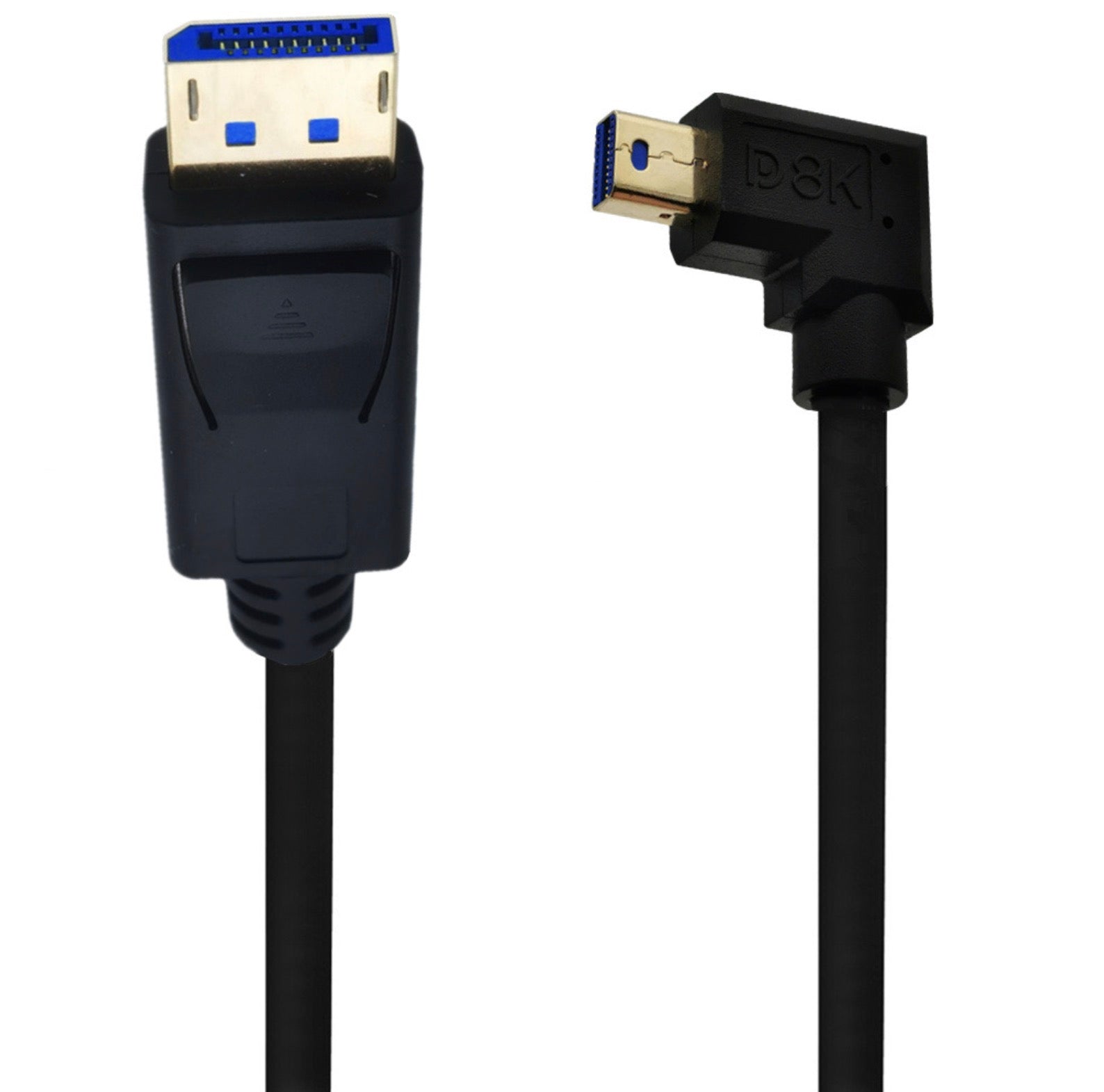 DisplayPort 1.4 8K Male to Mini DisplayPort Angled Male Cable 0.3m