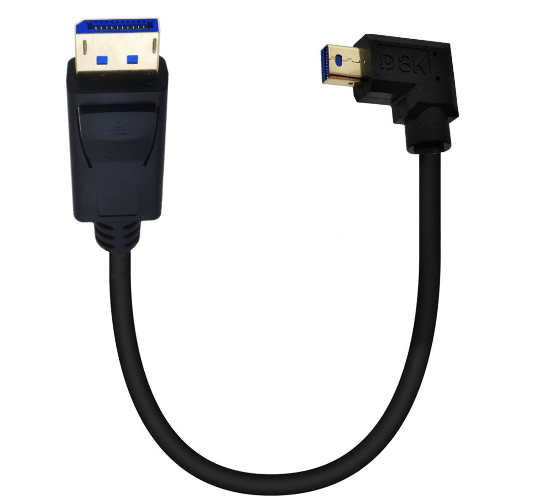 DisplayPort 1.4 8K Male to Mini DisplayPort Angled Male Cable 0.3m