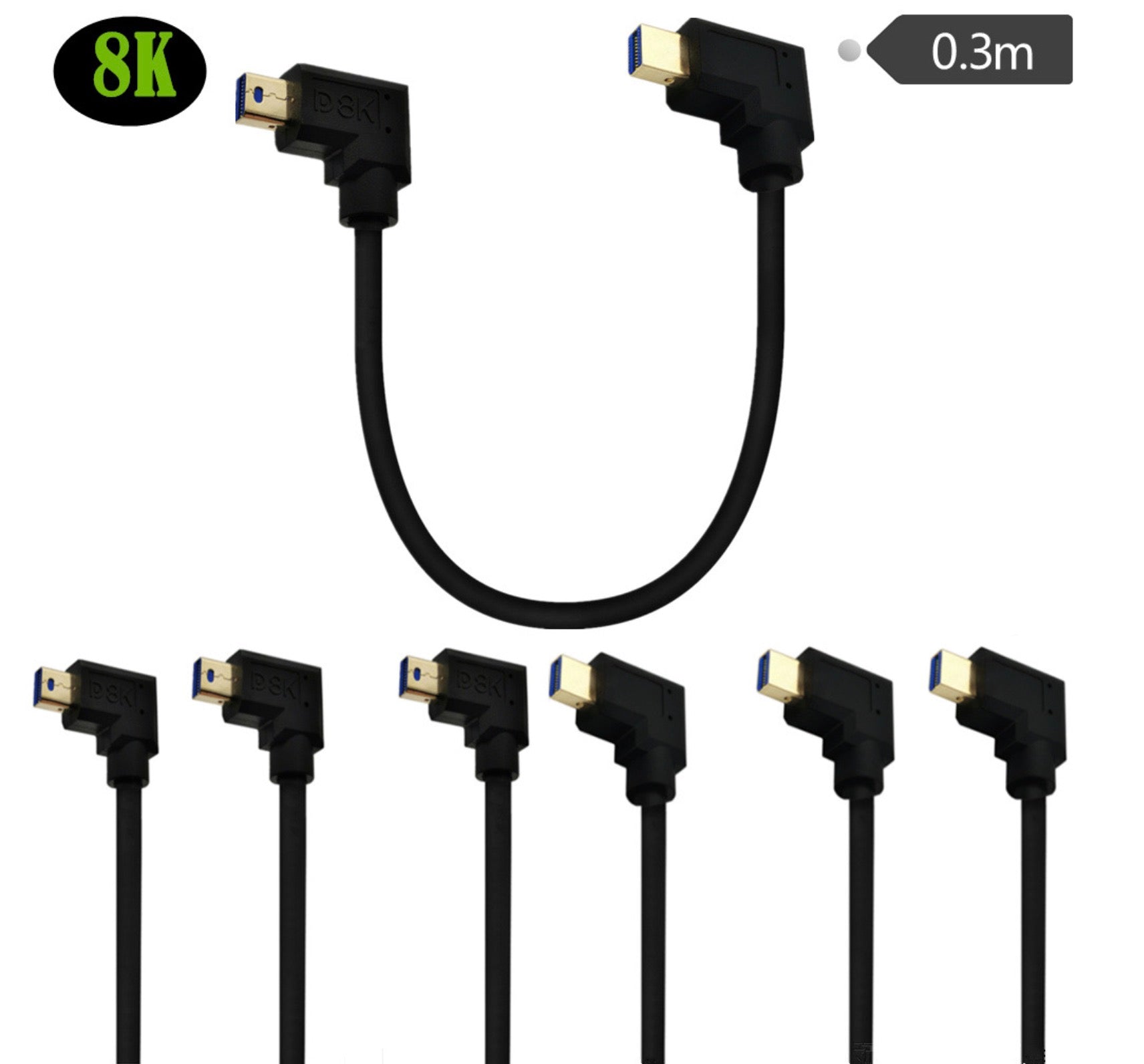 Mini Displayport Male to Male Angled Video Extension Cable 8k 1.4 60Hz 30cm