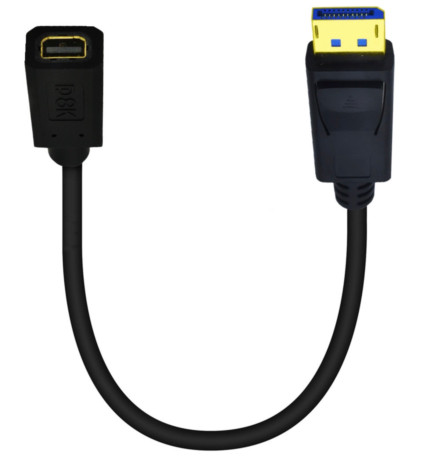 8K DisplayPort 1.4 Male to Mini DisplayPort Female Extension Cable 0.3m