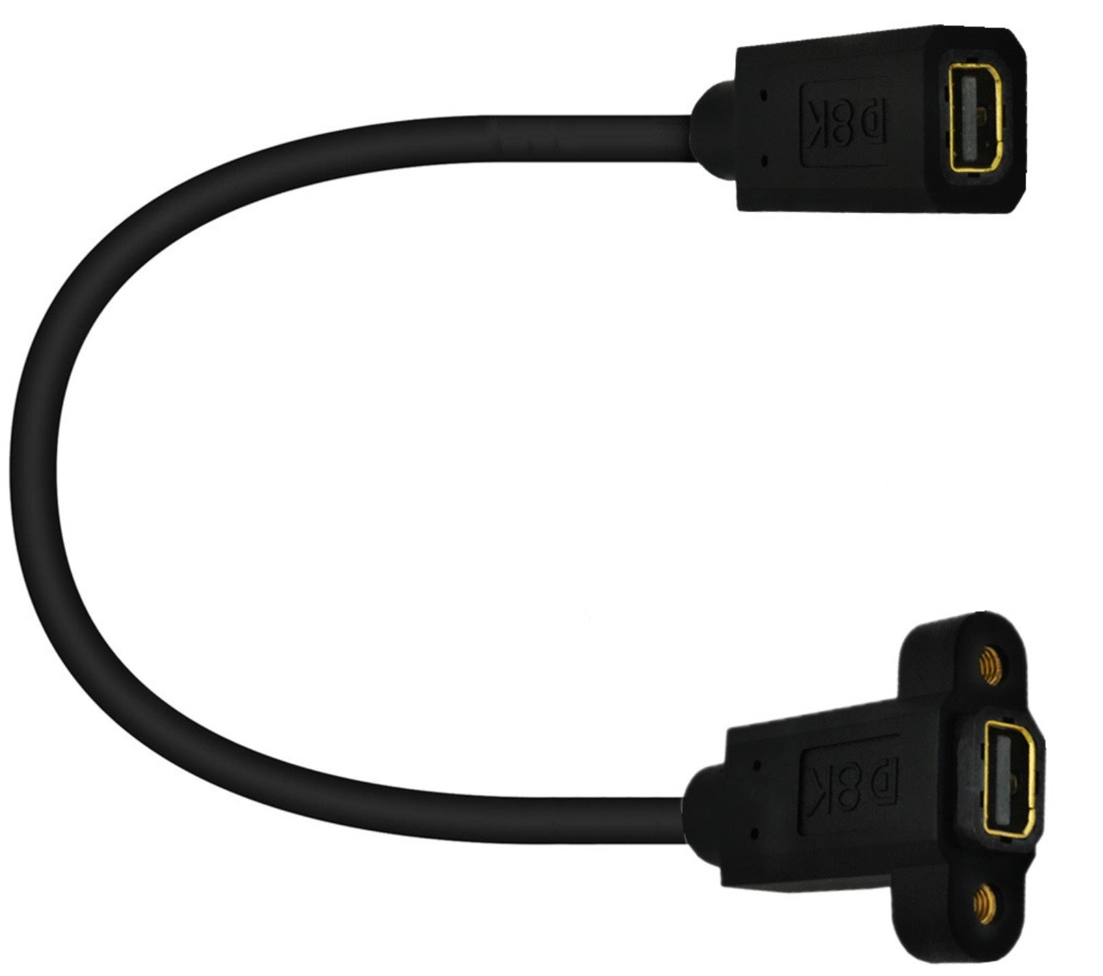 8K Mini DisplayPort 1.4 Female to Female Panel Mount Extension Cable 30cm