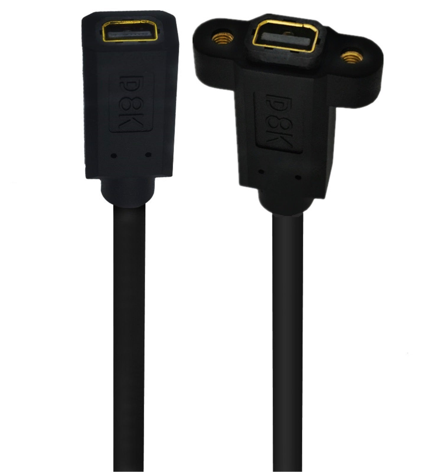 8K Mini DisplayPort 1.4 Female to Female Panel Mount Extension Cable 30cm