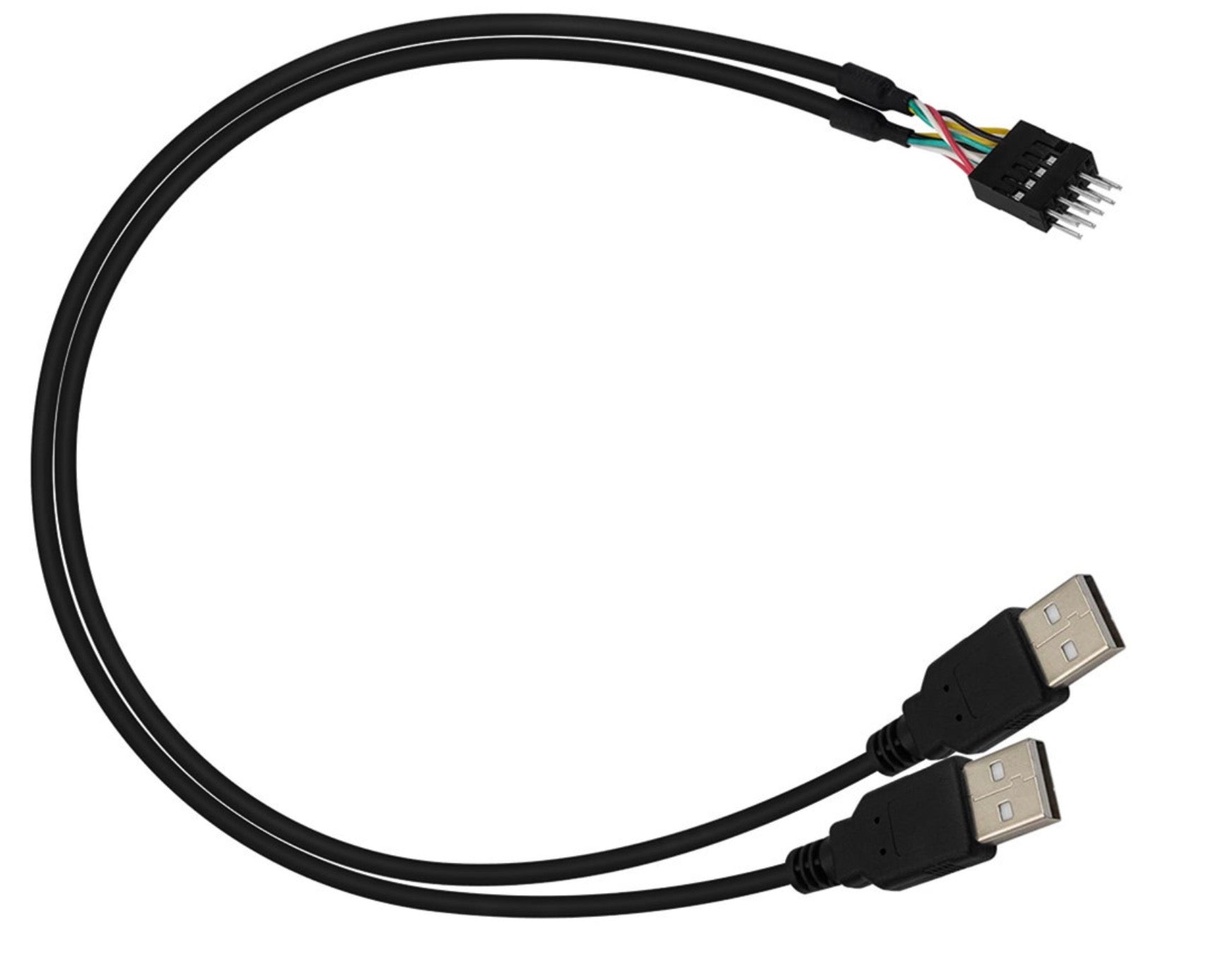 9 Pin IDC Header Male to Dual Type USB-A 2.0 Motherboard Cable 0.5m