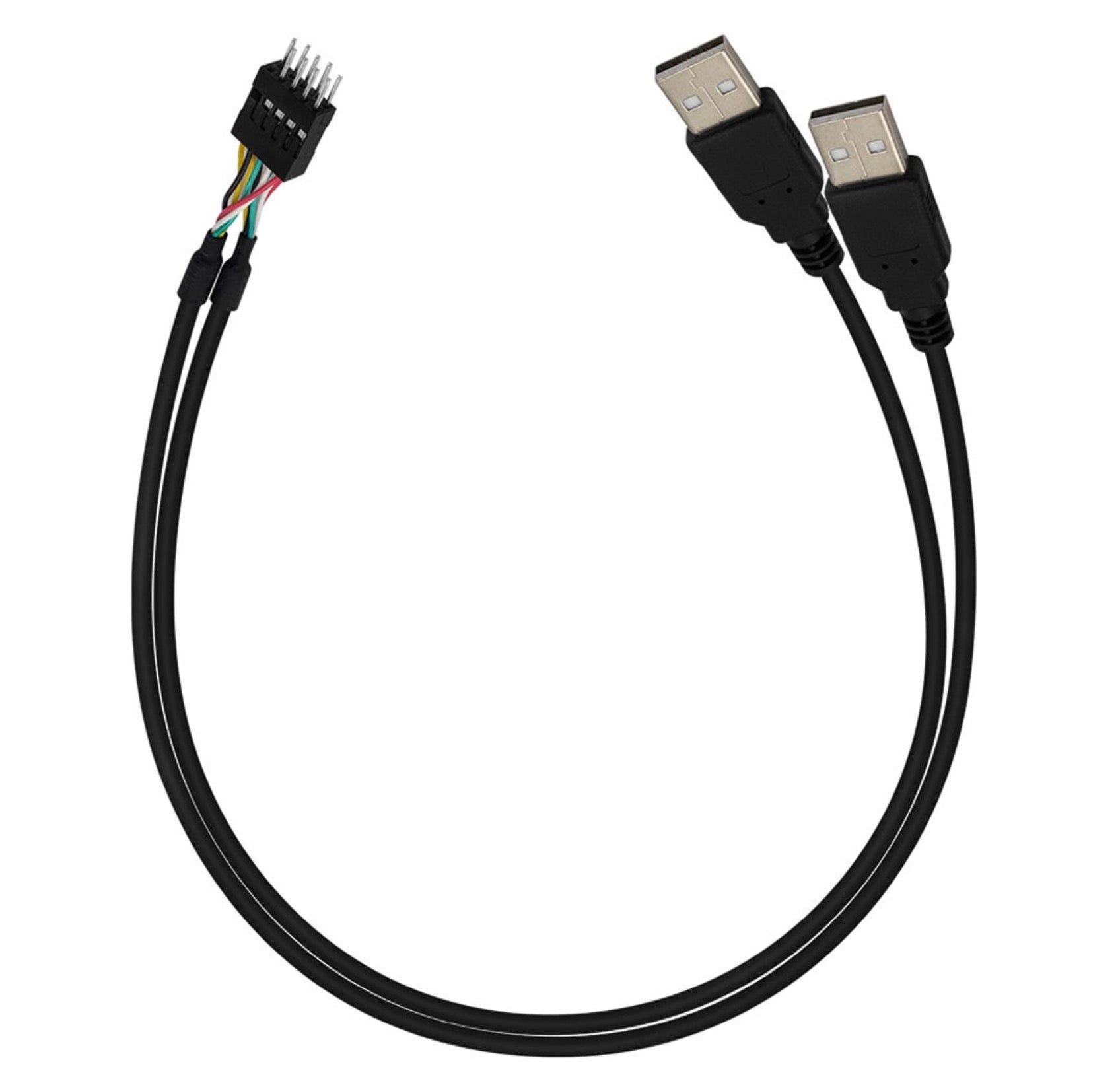 9 Pin IDC Header Male to Dual Type USB-A 2.0 Motherboard Cable 0.5m