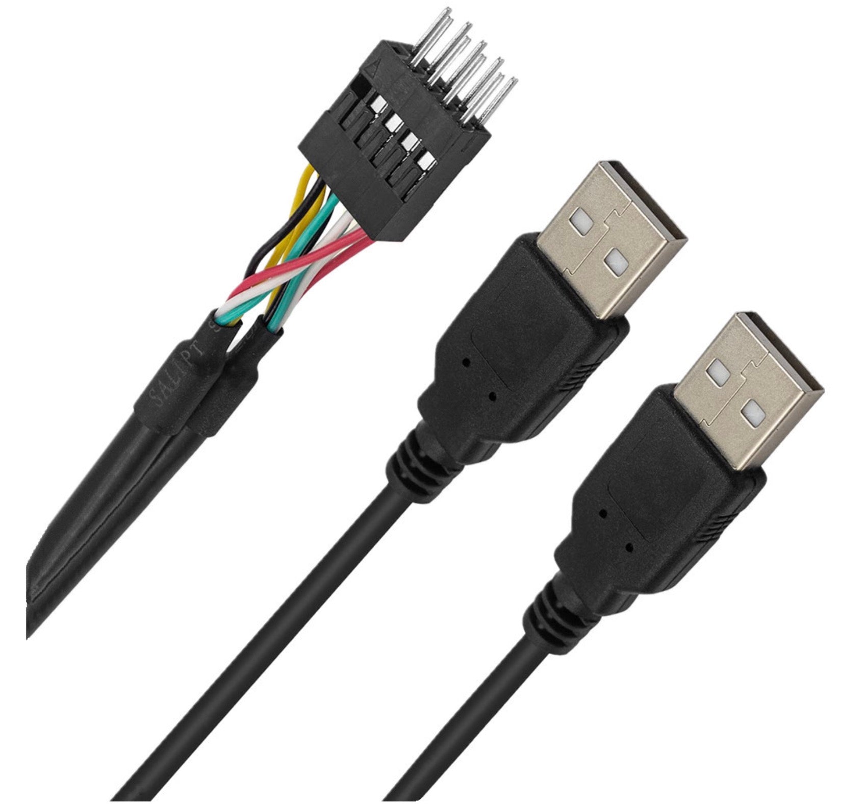 9 Pin IDC Header Male to Dual Type USB-A 2.0 Motherboard Cable 0.5m