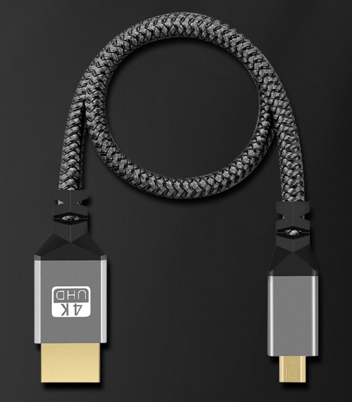 Micro HDMI to HDMI 2.0 Braided Video Cable 4K 60Hz 0.3m