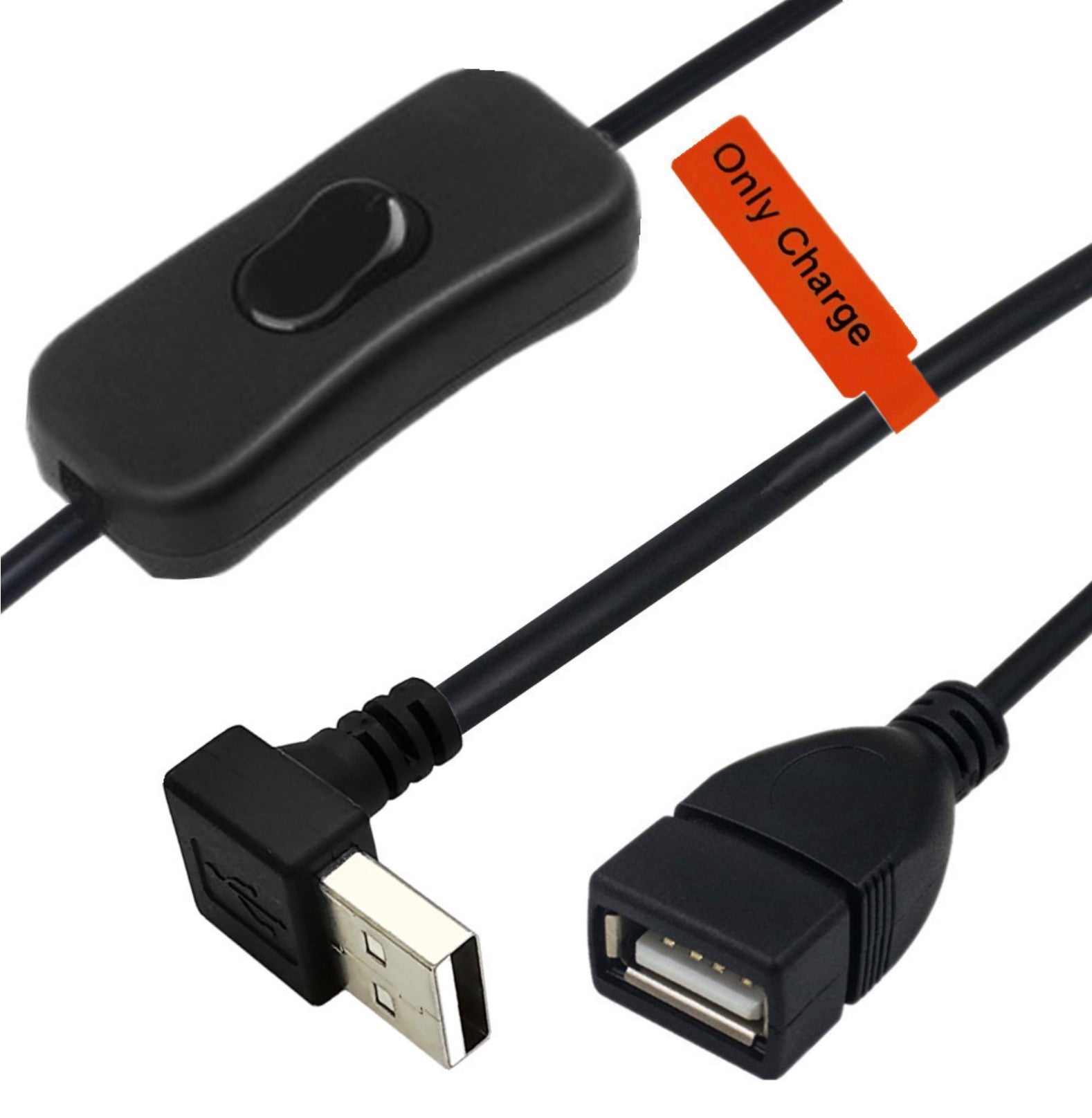 USB 2.0 A Male to Female 3A Charging Extension Cable with On/Off Switch 0.3m