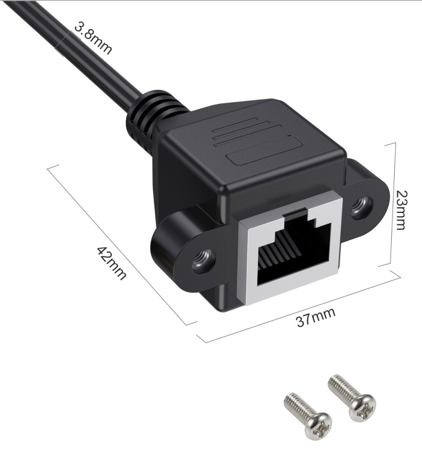 Cat 8 SuperSpeed 40 Gbps RJ45 Ethernet Network Extension Cable Right Angled Male to Female Panel Mount