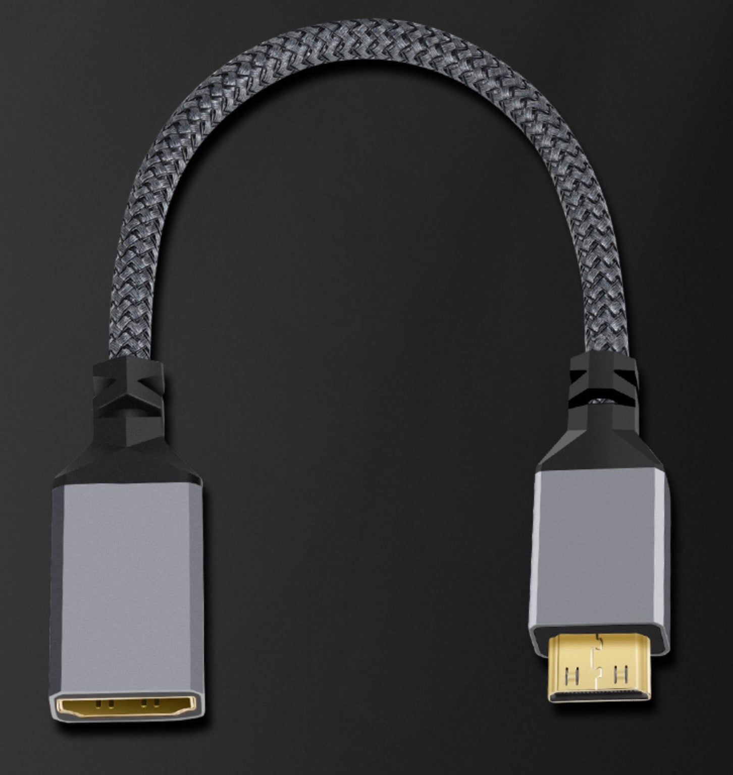 Mini HDMI Male to Standard HDMI Female Cable 4K@60Hz 0.2m