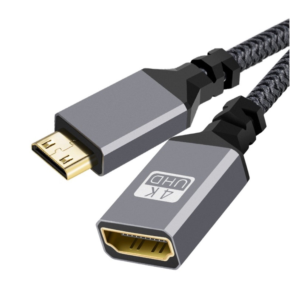 Mini HDMI Male to Standard HDMI Female Cable 4K@60Hz 0.2m