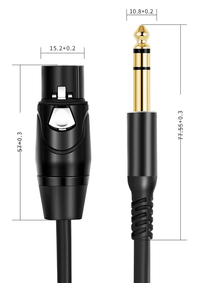 6.3mm TRS Stereo Male to 3Pin XLR Female Balanced Microphone Cable 5m