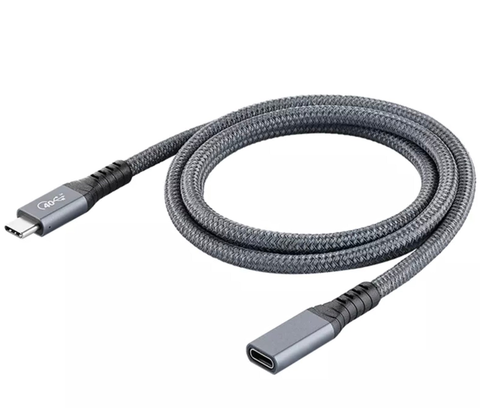 USB C Male to Female Braided USB4 100W 40Gbps Extension Cable