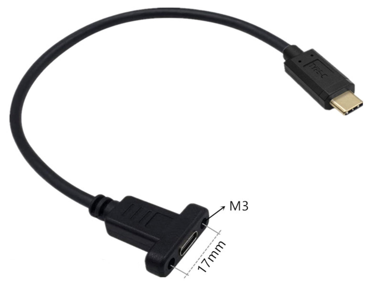 USB C Male to Female Panel Mount Extension Cable USB 3.1 10Gbps