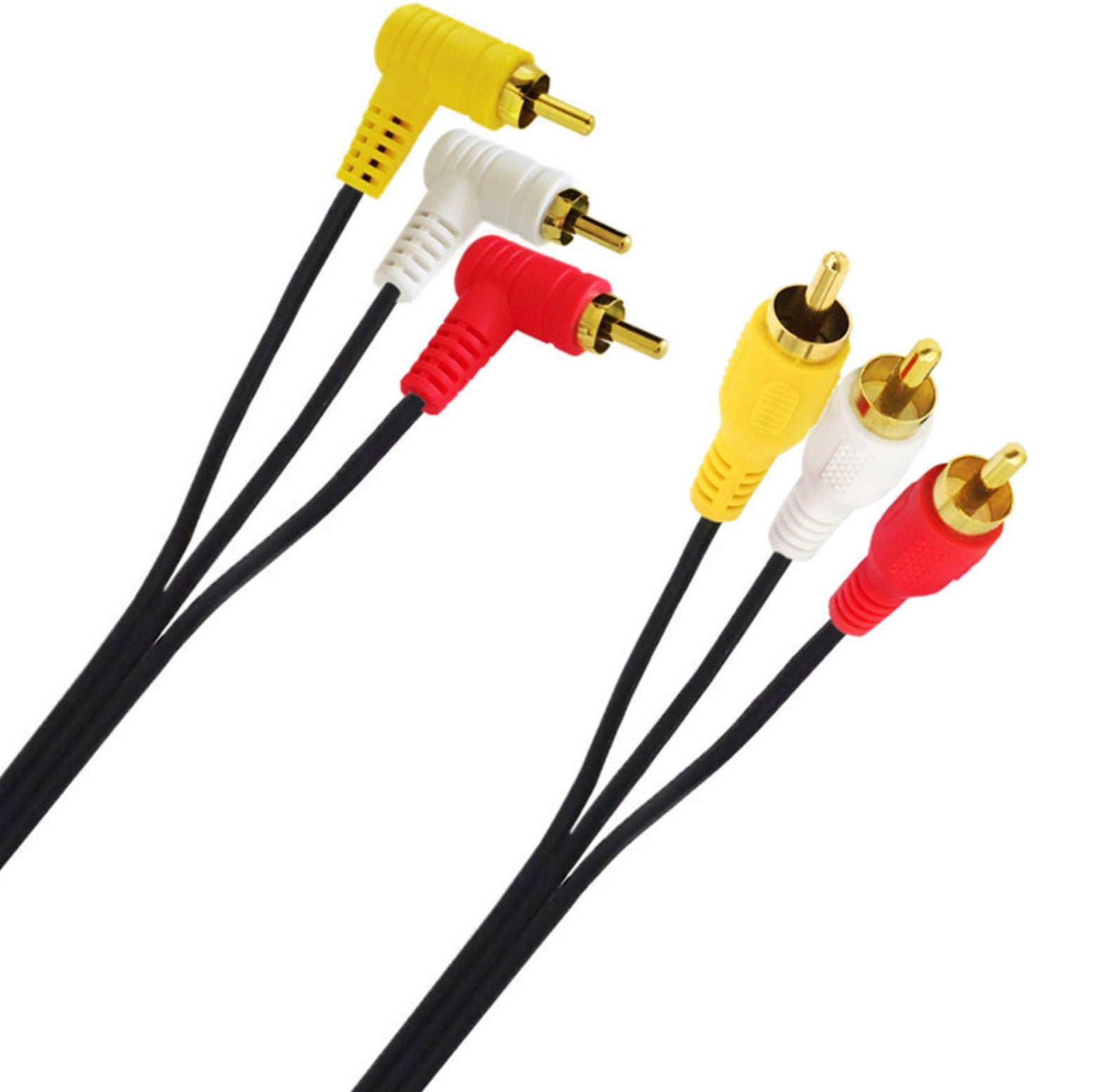 3 RCA Male to Angled RCA Male Composite Video Audio Cable 1.5m