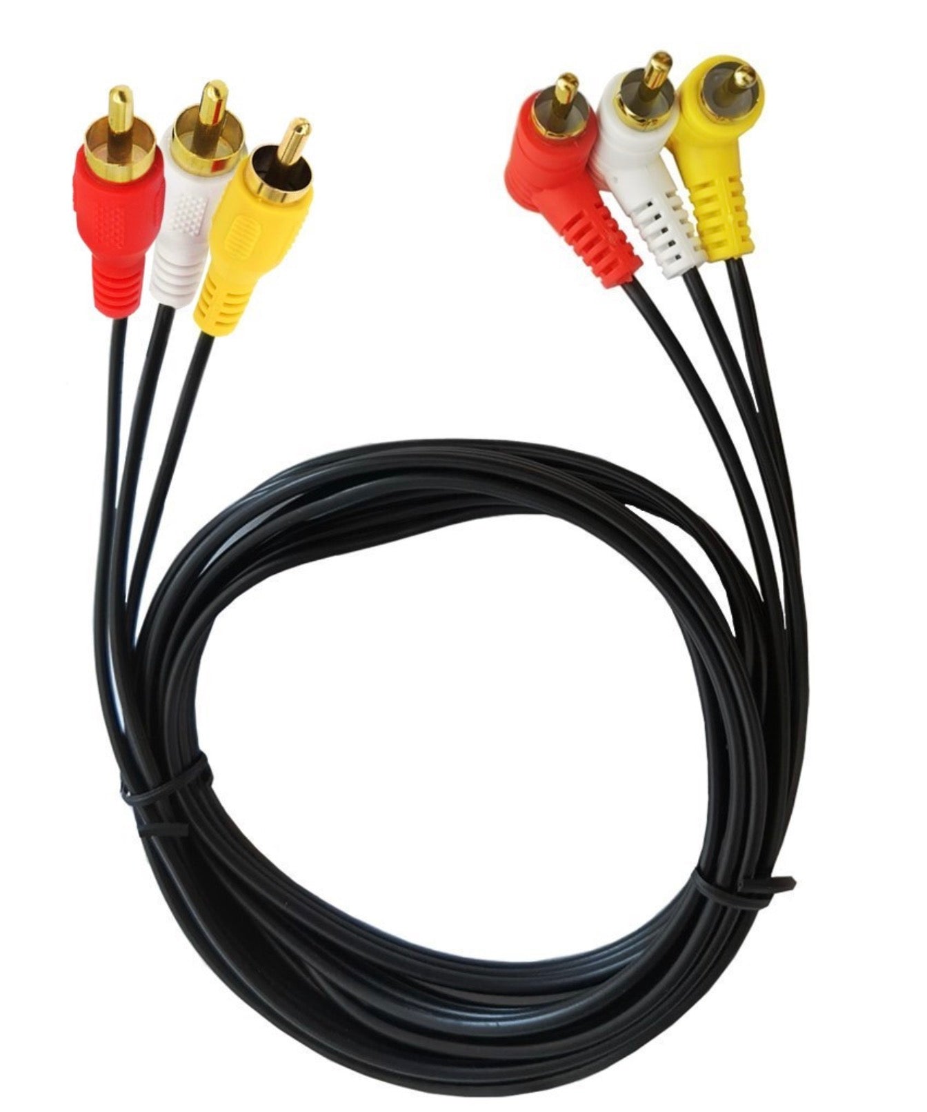 3 RCA Male to Angled RCA Male Composite Video Audio Cable 1.5m