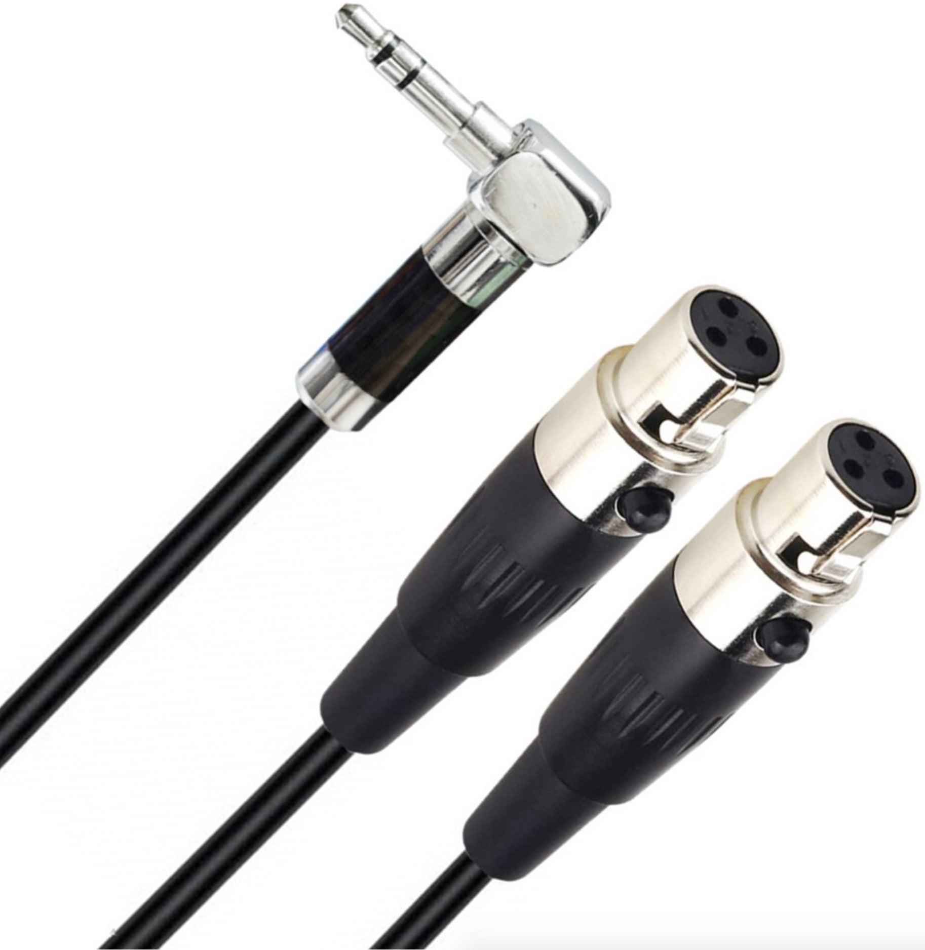 Dual Mini 3-Pin XLR Female to 3.5mm 1/8" TRS Male Plug Y Audio Cable