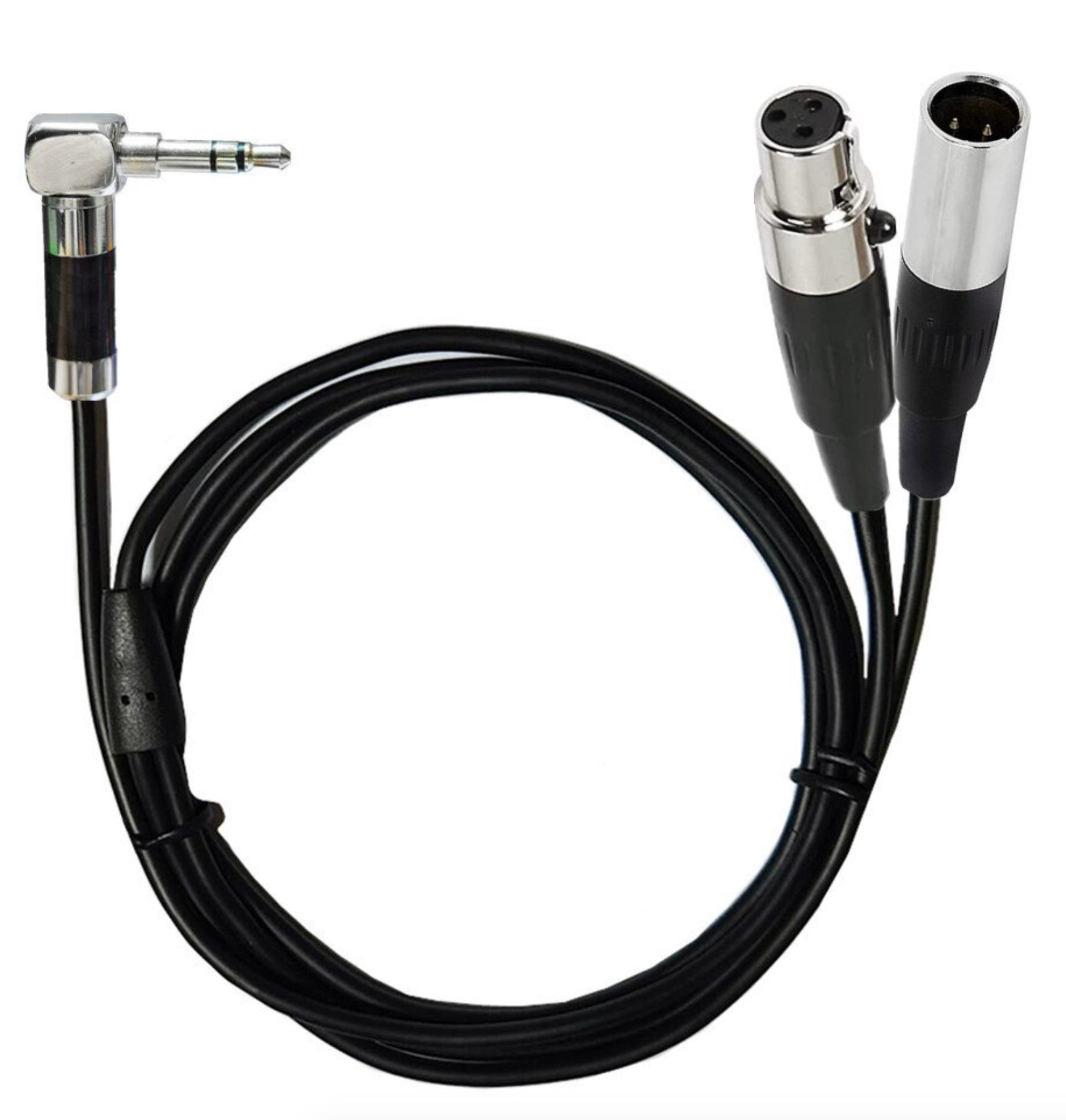Mini 3-pin XLR Male + Female to 3.5mm 1/8" TRS Male Audio Cable