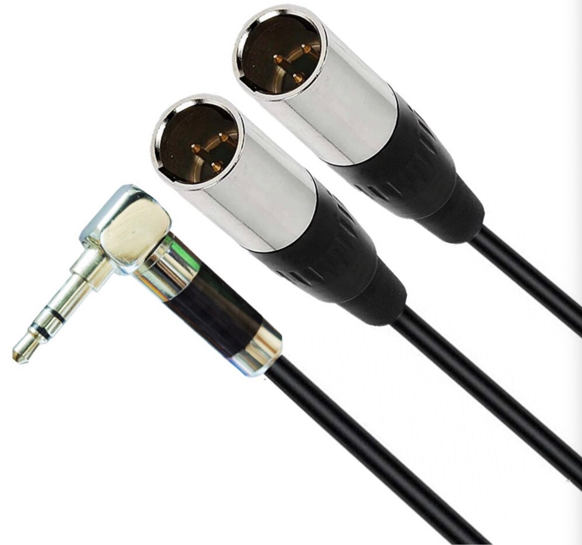 Dual Mini 3-pin XLR Male to 3.5mm 1/8" TRS Male Audio Cable