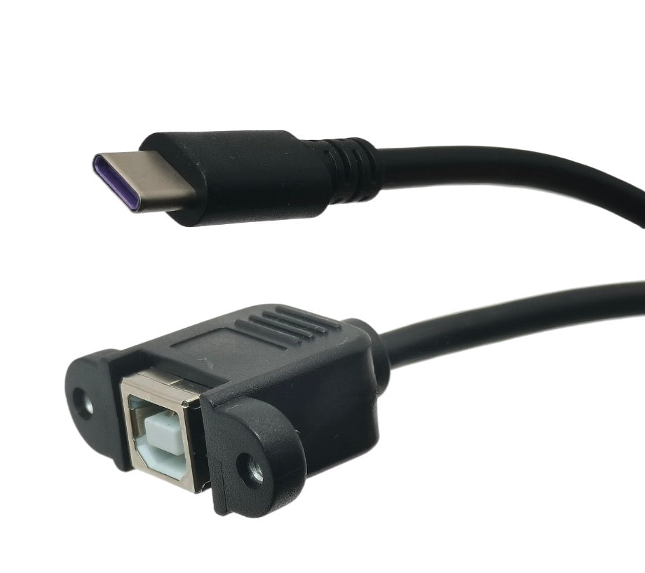 USB C Male to USB 2.0 B Female Panel Mount Printer Extension Cable 0.2m