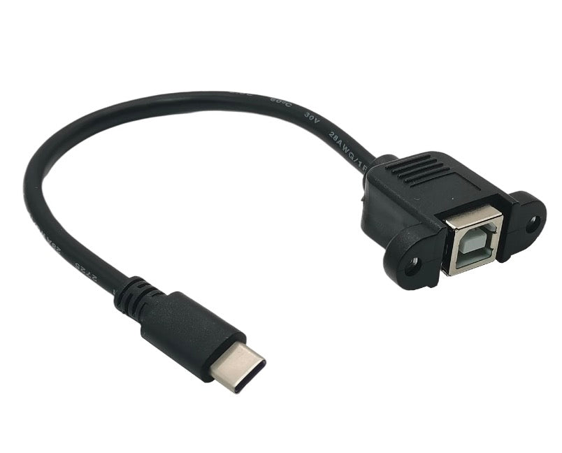 USB C Male to USB 2.0 B Female Panel Mount Printer Extension Cable 0.2m