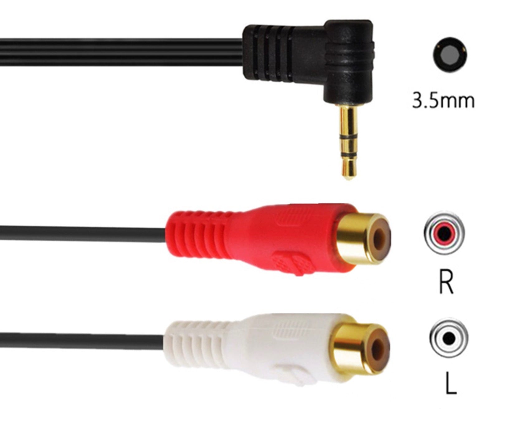 3.5mm TRS (1/8 in) Jack Male to 2  x RCA Female Audio Cable 0.25m / 1.5m