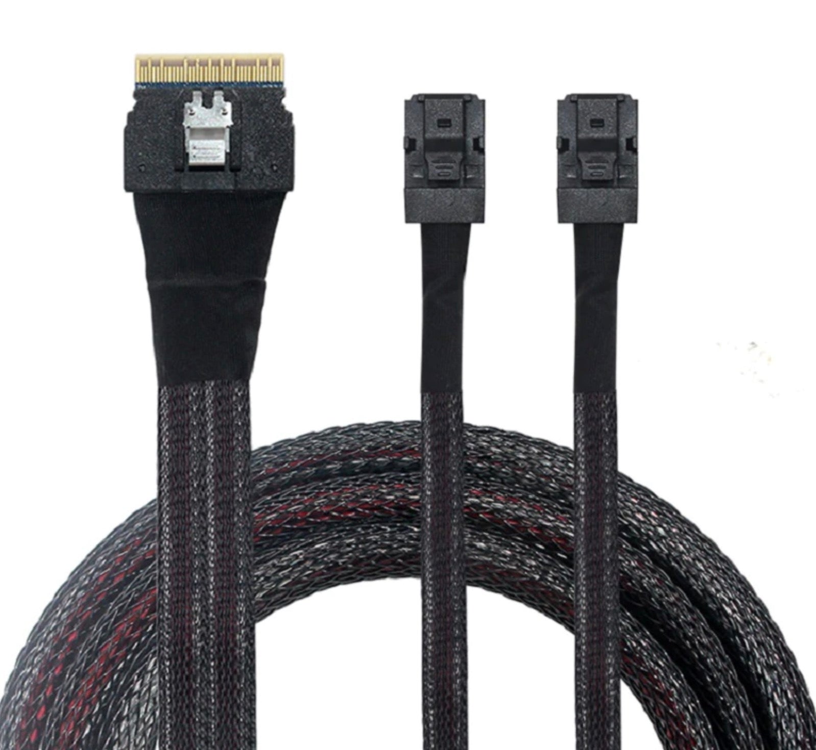 PCI-E Ultraport Slimline SAS Slim 4.0 SFF-8654 8i 74 Pin to Dual SFF-8643 4i Mini SAS HD PCI-Express Cable 0.5m