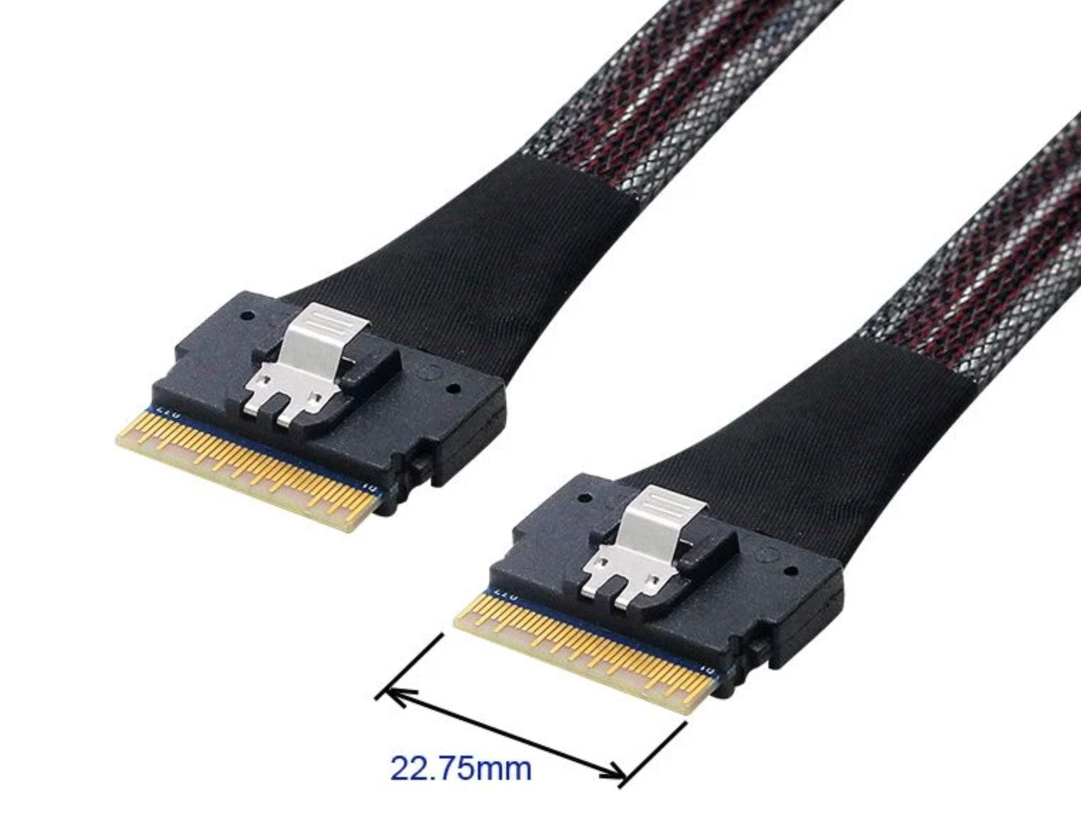 PCI-E Slimline SAS 4.0 SFF-8654 8i 74 pin Host to SFF-8654 74 Pin Slim SAS Target Cable 0.5m