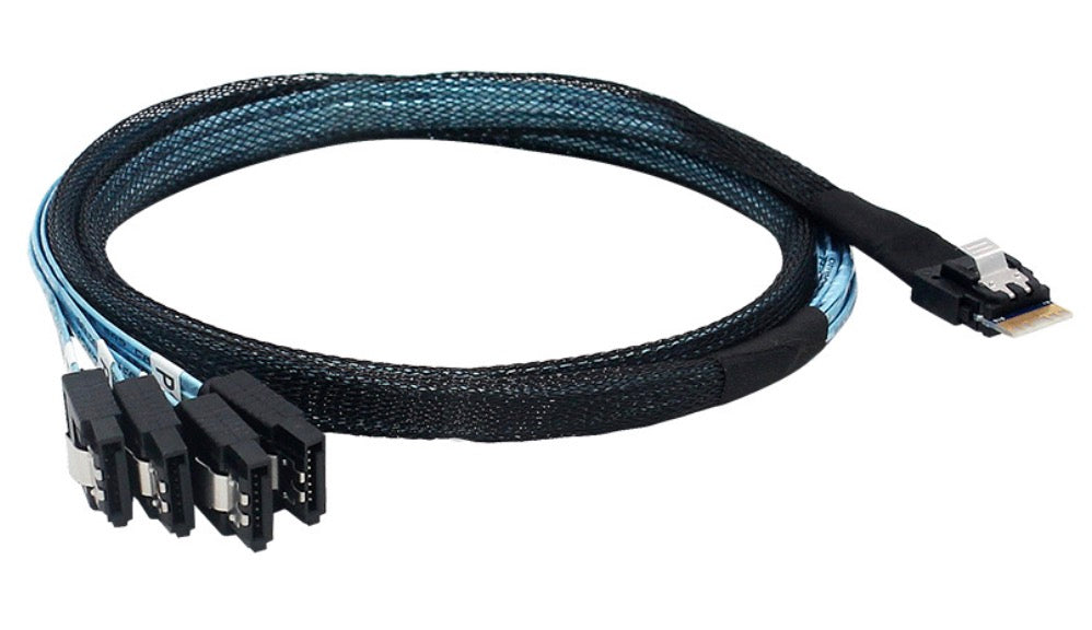 Mini SAS 4.0 SFF-8654 4i 38 Pin Host to 4 SATA 7 Pin Target Hard Disk Raid Cable 0.5m