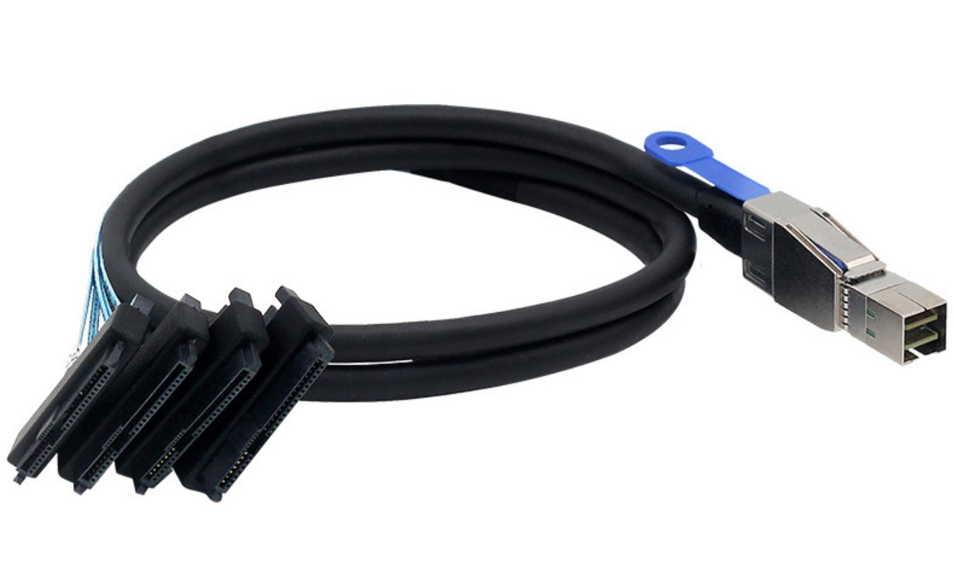 Mini SAS HD 8644 to 4 x SFF-8482 With SATA Power Cable 1m