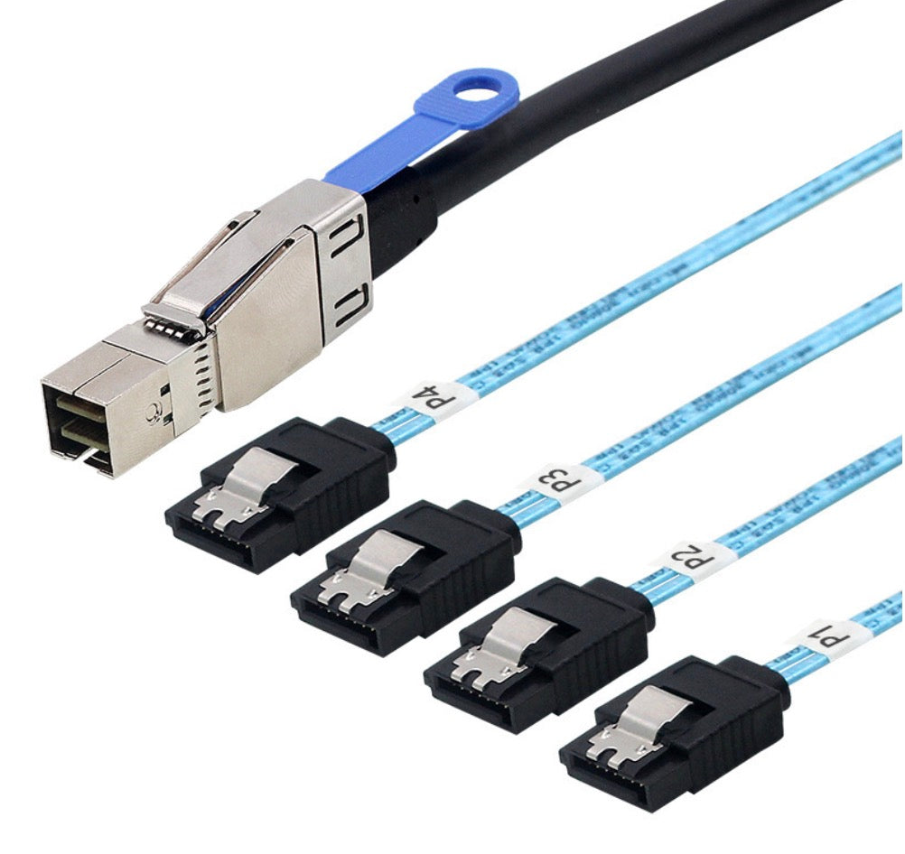 SAS HD SFF-8644 to 4 Port SATA Hard Disk Data Server Raid Cable 1m