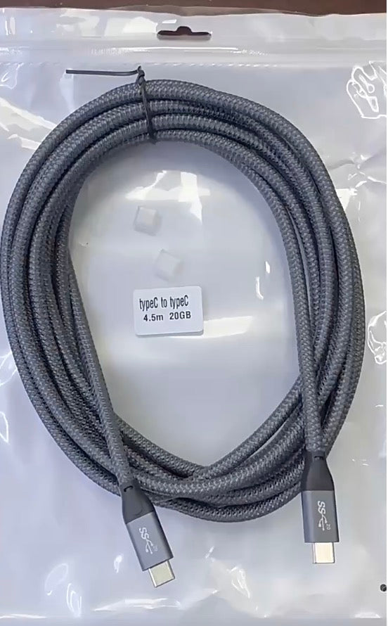 USB Gen 2 Type C Male to Male 5A PD 100W Braided Cable 4k@60Hz 4.5m