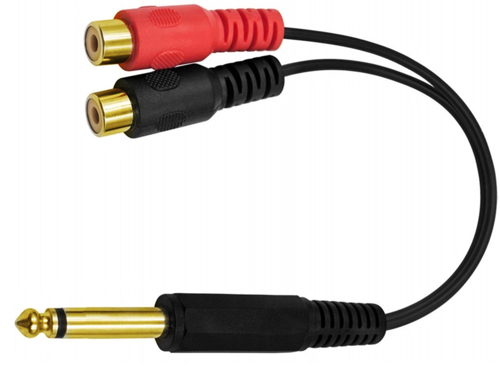 Dual RCA Female to 6.35mm 1/4 inch Male Mono TS Interconnect Audio Y Splitter Cable 0.2m