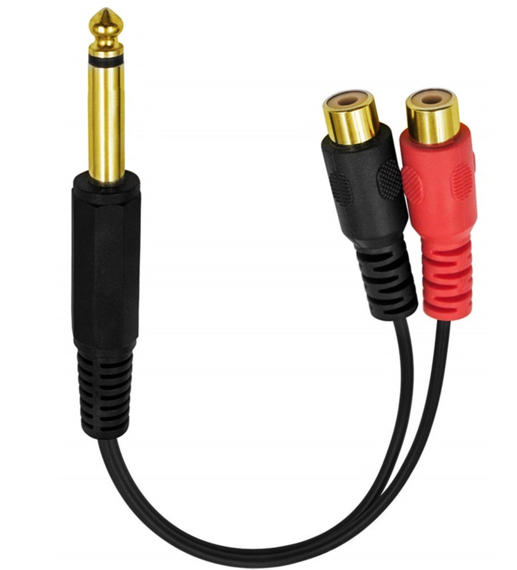 Dual RCA Female to 6.35mm 1/4 inch Male Mono TS Interconnect Audio Y Splitter Cable 0.2m